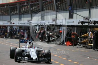World © Octane Photographic Ltd. Williams Martini Racing, Williams Mercedes FW38 – Felipe Massa. Saturday 28th May 2016, F1 Monaco GP Practice 3, Monaco, Monte Carlo. Digital Ref : 1568LB1D9707