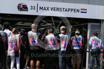 World © Octane Photographic Ltd. Red Bull Racing – Max Verstappen garage. Saturday 28th May 2016, F1 Monaco GP Practice 3, Monaco, Monte Carlo. Digital Ref : 1568LB1D9865