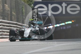 World © Octane Photographic Ltd. Mercedes AMG Petronas W07 Hybrid – Nico Rosberg. Thursday 26th May 2016, F1 Monaco GP Practice 1, Monaco, Monte Carlo. Digital Ref :