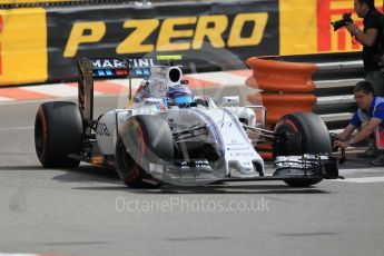 World © Octane Photographic Ltd. Williams Martini Racing, Williams Mercedes FW38 – Valtteri Bottas. Thursday 26th May 2016, F1 Monaco GP Practice 1, Monaco, Monte Carlo. Digital Ref :