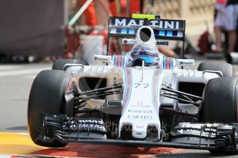 World © Octane Photographic Ltd. Williams Martini Racing, Williams Mercedes FW38 – Valtteri Bottas. Thursday 26th May 2016, F1 Monaco GP Practice 1, Monaco, Monte Carlo. Digital Ref :