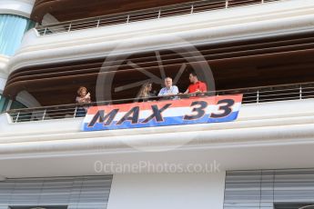 World © Octane Photographic Ltd. Max Verstappen fans. Thursday 26th May 2016, F1 Monaco GP Practice 1, Monaco, Monte Carlo. Digital Ref :