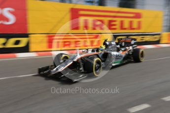 World © Octane Photographic Ltd. Sahara Force India VJM09 - Sergio Perez. Thursday 26th May 2016, F1 Monaco GP Practice 1, Monaco, Monte Carlo. Digital Ref :