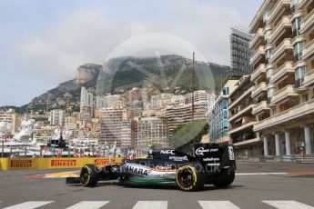 World © Octane Photographic Ltd. Sahara Force India VJM09 - Sergio Perez. Thursday 26th May 2016, F1 Monaco GP Practice 1, Monaco, Monte Carlo. Digital Ref :