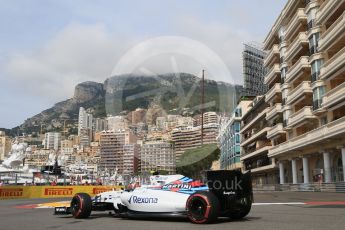 World © Octane Photographic Ltd. Williams Martini Racing, Williams Mercedes FW38 – Valtteri Bottas. Thursday 26th May 2016, F1 Monaco GP Practice 1, Monaco, Monte Carlo. Digital Ref :