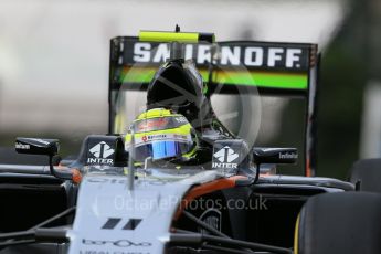 World © Octane Photographic Ltd. Sahara Force India VJM09 - Sergio Perez. Thursday 26th May 2016, F1 Monaco GP Practice 1, Monaco, Monte Carlo. Digital Ref :