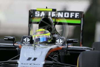 World © Octane Photographic Ltd. Sahara Force India VJM09 - Sergio Perez. Thursday 26th May 2016, F1 Monaco GP Practice 1, Monaco, Monte Carlo. Digital Ref :