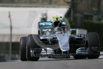 World © Octane Photographic Ltd. Mercedes AMG Petronas W07 Hybrid – Nico Rosberg. Thursday 26th May 2016, F1 Monaco GP Practice 1, Monaco, Monte Carlo. Digital Ref :