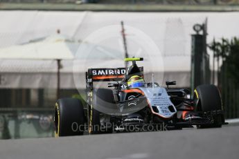 World © Octane Photographic Ltd. Sahara Force India VJM09 - Sergio Perez. Thursday 26th May 2016, F1 Monaco GP Practice 1, Monaco, Monte Carlo. Digital Ref :