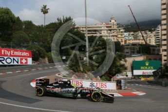 World © Octane Photographic Ltd. Sahara Force India VJM09 - Sergio Perez. Thursday 26th May 2016, F1 Monaco GP Practice 1, Monaco, Monte Carlo. Digital Ref :