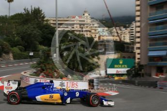 World © Octane Photographic Ltd. Sauber F1 Team C35 – Marcus Ericsson. Thursday 26th May 2016, F1 Monaco GP Practice 1, Monaco, Monte Carlo. Digital Ref :