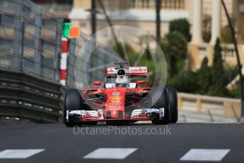 World © Octane Photographic Ltd. Scuderia Ferrari SF16-H – Sebastian Vettel. Thursday 26th May 2016, F1 Monaco GP Practice 1, Monaco, Monte Carlo. Digital Ref :