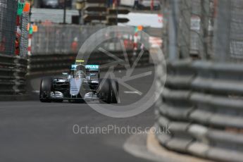 World © Octane Photographic Ltd. Mercedes AMG Petronas W07 Hybrid – Nico Rosberg. Thursday 26th May 2016, F1 Monaco GP Practice 1, Monaco, Monte Carlo. Digital Ref :