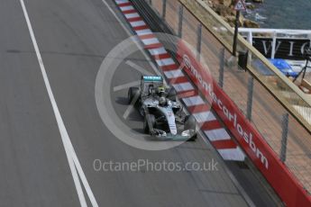 World © Octane Photographic Ltd. Mercedes AMG Petronas W07 Hybrid – Nico Rosberg. Thursday 26th May 2016, F1 Monaco GP Practice 1, Monaco, Monte Carlo. Digital Ref :