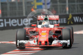 World © Octane Photographic Ltd. Scuderia Ferrari SF16-H – Sebastian Vettel. Wednesday 25th May 2016, F1 Monaco - Practice 2, Monaco, Monte Carlo. Digital Ref : 1562CB1D7037