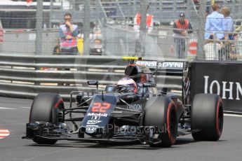 World © Octane Photographic Ltd. McLaren Honda MP4-31 – Jenson Button. Wednesday 25th May 2016, F1 Monaco - Practice 2, Monaco, Monte Carlo. Digital Ref : 1562CB1D7292