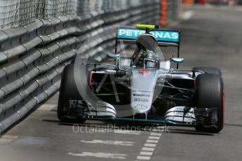 World © Octane Photographic Ltd. Mercedes AMG Petronas W07 Hybrid – Nico Rosberg. Wednesday 25th May 2016, F1 Monaco - Practice 2, Monaco, Monte Carlo. Digital Ref : 1562LB1D7285