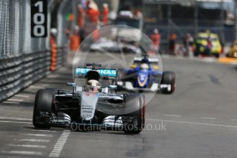 World © Octane Photographic Ltd. Mercedes AMG Petronas W07 Hybrid – Lewis Hamilton. Wednesday 25th May 2016, F1 Monaco - Practice 2, Monaco, Monte Carlo. Digital Ref : 1562LB1D7564