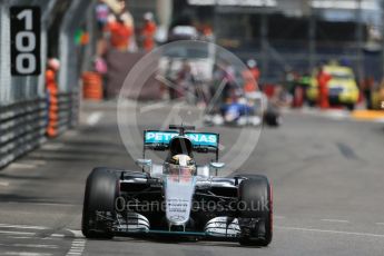 World © Octane Photographic Ltd. Mercedes AMG Petronas W07 Hybrid – Lewis Hamilton. Wednesday 25th May 2016, F1 Monaco - Practice 2, Monaco, Monte Carlo. Digital Ref : 1562LB1D7641