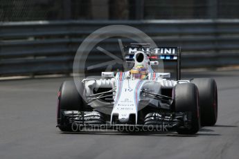 World © Octane Photographic Ltd. Williams Martini Racing, Williams Mercedes FW38 – Felipe Massa. Wednesday 25th May 2016, F1 Monaco - Practice 2, Monaco, Monte Carlo. Digital Ref : 1562LB1D7768