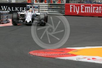 World © Octane Photographic Ltd. Williams Martini Racing, Williams Mercedes FW38 – Felipe Massa. Wednesday 25th May 2016, F1 Monaco - Practice 2, Monaco, Monte Carlo. Digital Ref : 1562LB5D6323