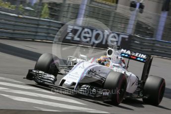 World © Octane Photographic Ltd. Williams Martini Racing, Williams Mercedes FW38 – Felipe Massa. Wednesday 25th May 2016, F1 Monaco - Practice 2, Monaco, Monte Carlo. Digital Ref : 1562LB5D6555