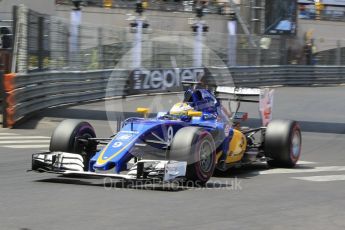 World © Octane Photographic Ltd. Sauber F1 Team C35 – Marcus Ericsson. Saturday 28th May 2016, F1 Monaco GP Qualifying, Monaco, Monte Carlo. Digital Ref :