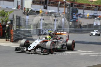 World © Octane Photographic Ltd. Sahara Force India VJM09 - Sergio Perez. Saturday 28th May 2016, F1 Monaco GP Qualifying, Monaco, Monte Carlo. Digital Ref :