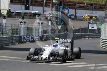 World © Octane Photographic Ltd. Williams Martini Racing, Williams Mercedes FW38 – Valtteri Bottas. Saturday 28th May 2016, F1 Monaco GP Qualifying, Monaco, Monte Carlo. Digital Ref :