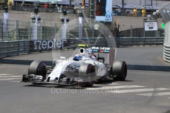 World © Octane Photographic Ltd. Williams Martini Racing, Williams Mercedes FW38 – Valtteri Bottas. Saturday 28th May 2016, F1 Monaco GP Qualifying, Monaco, Monte Carlo. Digital Ref :