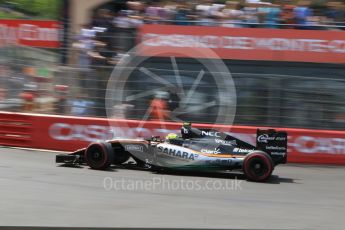 World © Octane Photographic Ltd. Sahara Force India VJM09 - Sergio Perez. Saturday 28th May 2016, F1 Monaco GP Qualifying, Monaco, Monte Carlo. Digital Ref : 1569CB7D2326