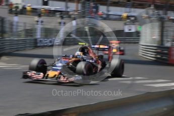 World © Octane Photographic Ltd. Scuderia Toro Rosso STR11 – Carlos Sainz. Saturday 28th May 2016, F1 Monaco GP Qualifying, Monaco, Monte Carlo. Digital Ref : 1569CB7D2341
