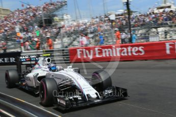 World © Octane Photographic Ltd. Williams Martini Racing, Williams Mercedes FW38 – Valtteri Bottas. Saturday 28th May 2016, F1 Monaco GP Qualifying, Monaco, Monte Carlo. Digital Ref :
