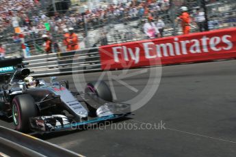 World © Octane Photographic Ltd. Mercedes AMG Petronas W07 Hybrid – Lewis Hamilton. Saturday 28th May 2016, F1 Monaco GP Qualifying, Monaco, Monte Carlo. Digital Ref :