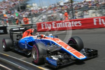 World © Octane Photographic Ltd. Manor Racing MRT05 - Pascal Wehrlein. Saturday 28th May 2016, F1 Monaco GP Qualifying, Monaco, Monte Carlo. Digital Ref :