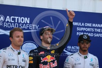 World © Octane Photographic Ltd. Red Bull Racing RB12 – Daniel Ricciardo (Pole), Mercedes AMG Petronas W07 Hybrid – Nico Rosberg (2nd) and Lewis Hamilton (3rd). Saturday 28th May 2016, F1 Monaco GP Qualifying, Monaco, Monte Carlo. Digital Ref :