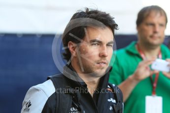 World © Octane Photographic Ltd. Sahara Force India - Sergio Perez. Saturday 28th May 2016, F1 Monaco GP - Paddock, Monaco, Monte Carlo. Digital Ref : 1571CB1D7893