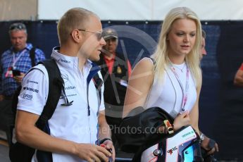 World © Octane Photographic Ltd. Williams Martini Racing, Williams Mercedes – Valtteri Bottas and fiancee Emilia Pikkarainen. Saturday 28th May 2016, F1 Monaco GP - Paddock, Monaco, Monte Carlo. Digital Ref : 1571CB1D7911