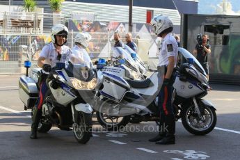 World © Octane Photographic Ltd. Monaco Police. Saturday 28th May 2016, F1 Monaco GP - Paddock, Monaco, Monte Carlo. Digital Ref : 1571CB1D7912