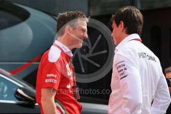 World © Octane Photographic Ltd. Mercedes AMG Petronas - Toto Wolff and Ferrari James Allison. Saturday 28th May 2016, F1 Monaco GP - Paddock, Monaco, Monte Carlo. Digital Ref : 1571LB1D0821