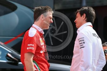 World © Octane Photographic Ltd. Mercedes AMG Petronas - Toto Wolff and Ferrari James Allison. Saturday 28th May 2016, F1 Monaco GP - Paddock, Monaco, Monte Carlo. Digital Ref : 1571LB1D0826