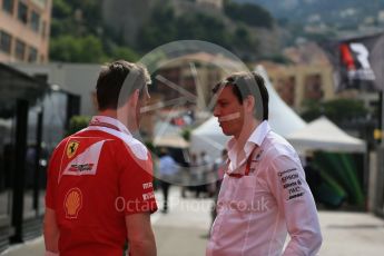 World © Octane Photographic Ltd. Mercedes AMG Petronas - Toto Wolff and Ferrari James Allison. Saturday 28th May 2016, F1 Monaco GP - Paddock, Monaco, Monte Carlo. Digital Ref : 1571LB1D0835