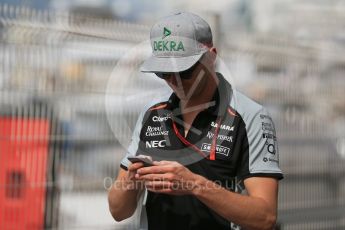 World © Octane Photographic Ltd. Sahara Force India - Nico Hulkenberg. Saturday 28th May 2016, F1 Monaco GP - Paddock, Monaco, Monte Carlo. Digital Ref : 1571LB1D0839