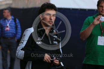 World © Octane Photographic Ltd. Sahara Force India - Sergio Perez. Saturday 28th May 2016, F1 Monaco GP - Paddock, Monaco, Monte Carlo. Digital Ref : 1571LB1D8918