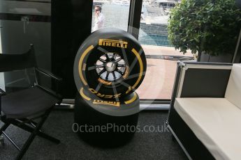 World © Octane Photographic Ltd. Pirelli new wide tyres for 2017. Saturday 28th May 2016, F1 Monaco GP - Paddock, Monaco, Monte Carlo. Digital Ref : 1571LB5D8507
