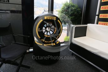 World © Octane Photographic Ltd. Pirelli new wide tyres for 2017. Saturday 28th May 2016, F1 Monaco GP - Paddock, Monaco, Monte Carlo. Digital Ref : 1571LB5D8529