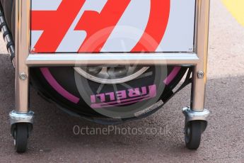 World © Octane Photographic Ltd. Haas F1 Team and Pirelli Ulrasoft tyres. Wednesday 25th May 2016, F1 Monaco GP Paddock, Monaco, Monte Carlo. Digital Ref :1559CB7D0020