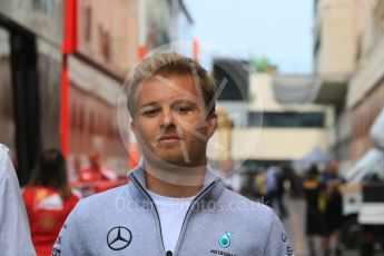World © Octane Photographic Ltd. Mercedes AMG Petronas W07 Hybrid – Nico Rosberg. Wednesday 25th May 2016, F1 Monaco GP Paddock, Monaco, Monte Carlo. Digital Ref :1559CB7D0179