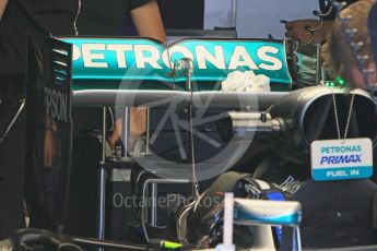 World © Octane Photographic Ltd. Mercedes AMG Petronas W07 Hybrid – rear wing. Wednesday 25th May 2016, F1 Monaco GP Paddock, Monaco, Monte Carlo. Digital Ref :1559CB7D9809