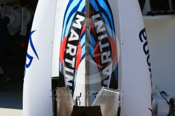 World © Octane Photographic Ltd. Williams Martini Racing, Williams Mercedes FW38 – engine cover. Wednesday 25th May 2016, F1 Monaco GP Paddock, Monaco, Monte Carlo. Digital Ref :1559CB7D9841